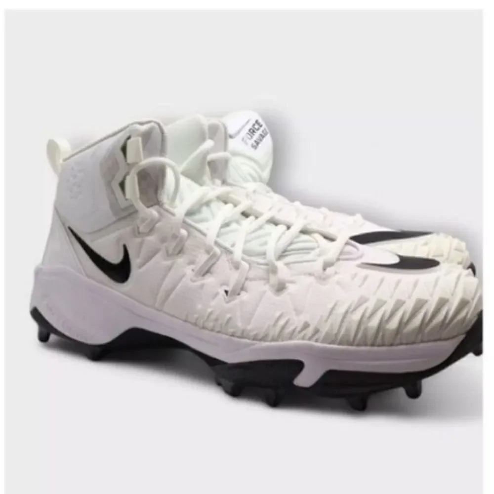 Nike Mens Size 15 Force Savage Rubber Football Cleats Cream White Black Athletic